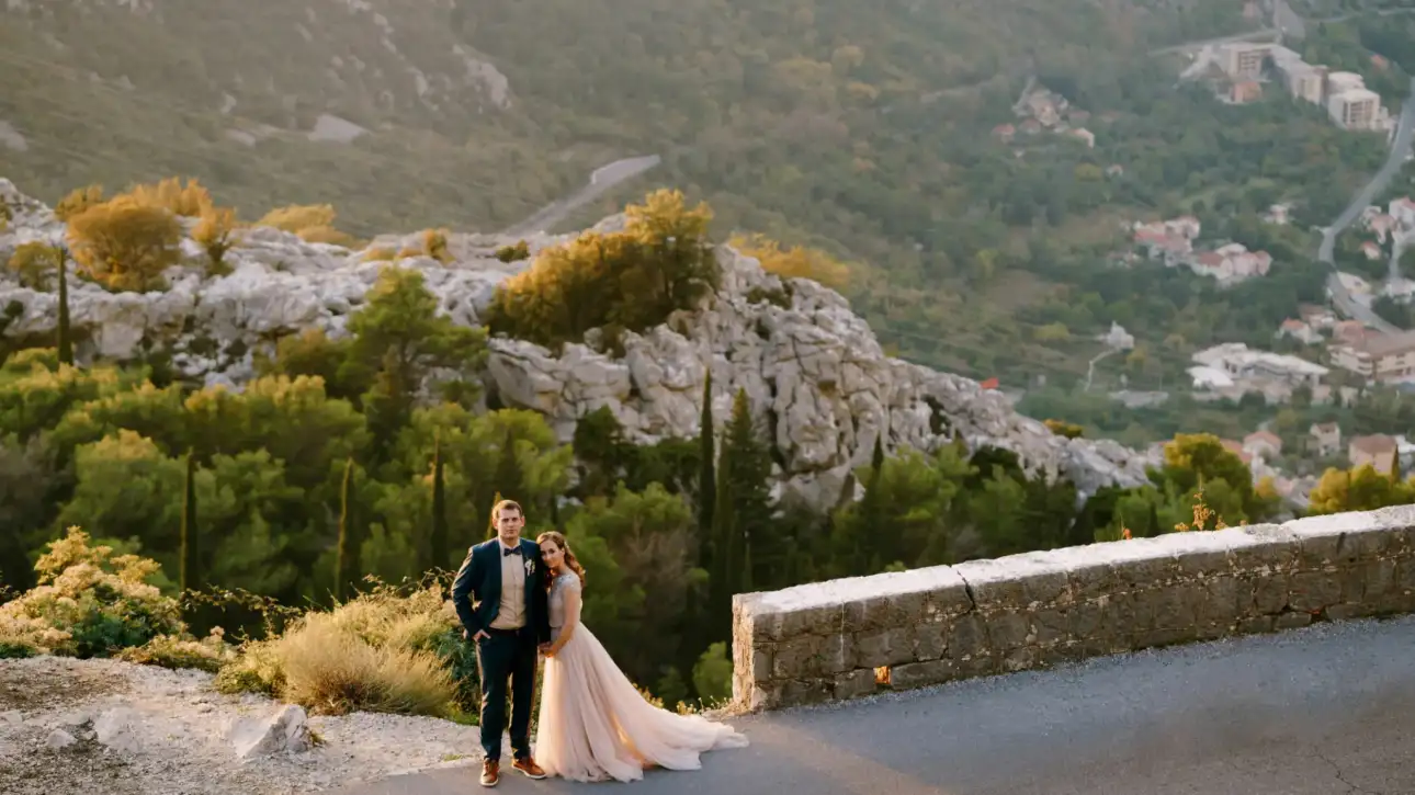 Drone Wedding Videography Bride & Groom Posing